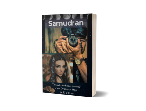 Samudran: The Extraordinary Journey of an Ordinary Man by A R Vikram book mockup cover.